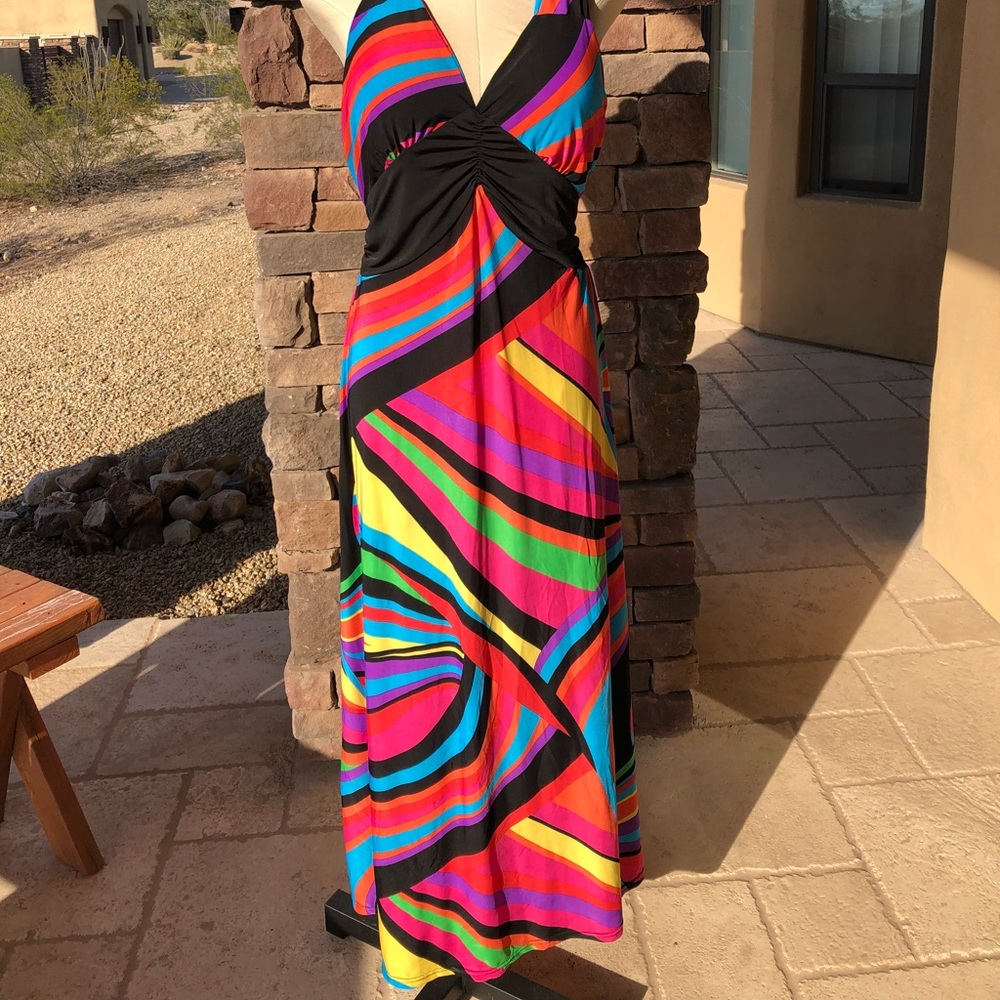 Caren Sport- Racer back multi colored sun dress.